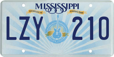 MS license plate LZY210