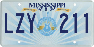 MS license plate LZY211