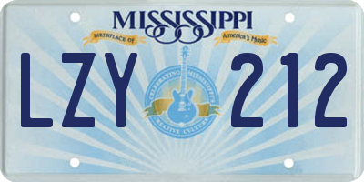 MS license plate LZY212