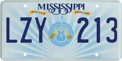 MS license plate LZY213