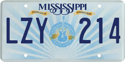 MS license plate LZY214