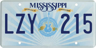 MS license plate LZY215