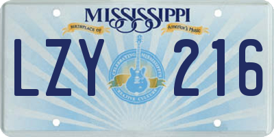 MS license plate LZY216