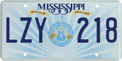 MS license plate LZY218
