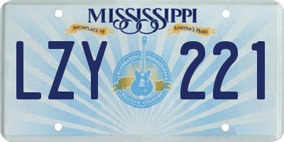 MS license plate LZY221