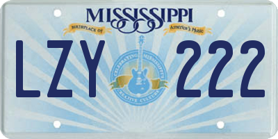 MS license plate LZY222