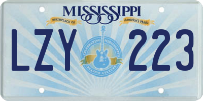MS license plate LZY223