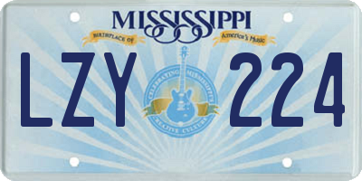 MS license plate LZY224