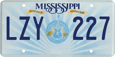 MS license plate LZY227