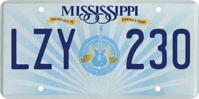 MS license plate LZY230