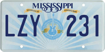 MS license plate LZY231