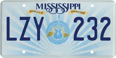 MS license plate LZY232