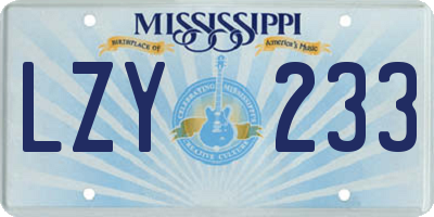 MS license plate LZY233