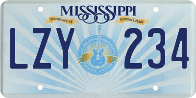 MS license plate LZY234
