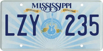 MS license plate LZY235