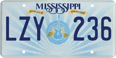 MS license plate LZY236
