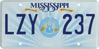 MS license plate LZY237