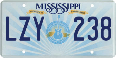 MS license plate LZY238