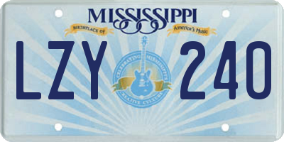 MS license plate LZY240