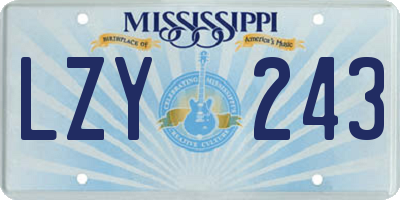 MS license plate LZY243