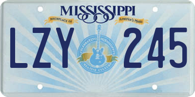 MS license plate LZY245