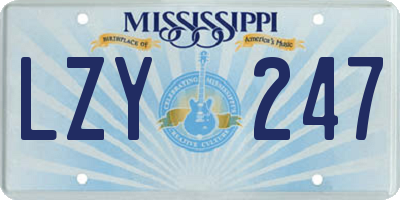 MS license plate LZY247