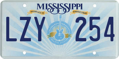 MS license plate LZY254