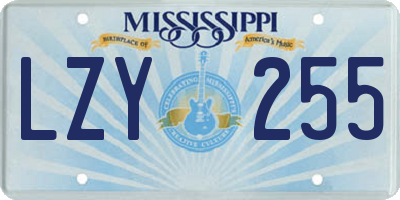 MS license plate LZY255