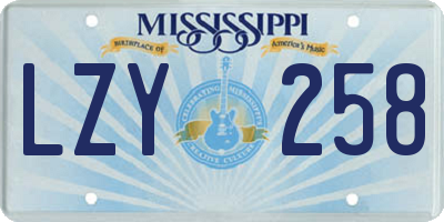 MS license plate LZY258