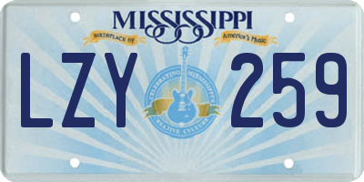 MS license plate LZY259