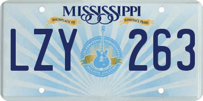 MS license plate LZY263