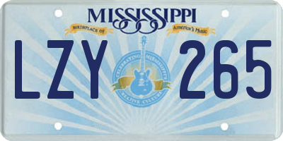 MS license plate LZY265