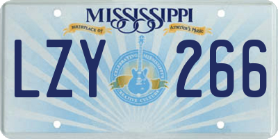MS license plate LZY266
