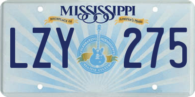 MS license plate LZY275
