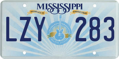 MS license plate LZY283