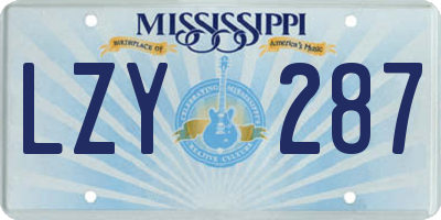 MS license plate LZY287