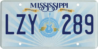MS license plate LZY289