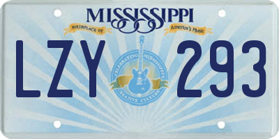 MS license plate LZY293