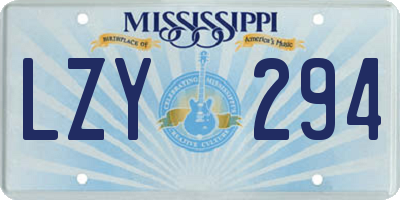 MS license plate LZY294