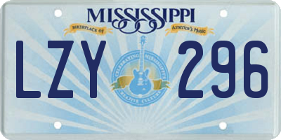 MS license plate LZY296