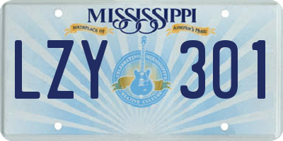 MS license plate LZY301