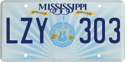 MS license plate LZY303