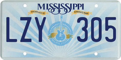 MS license plate LZY305