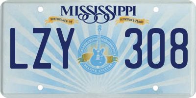 MS license plate LZY308