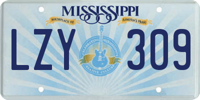 MS license plate LZY309