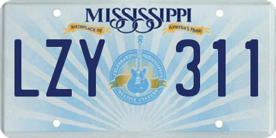 MS license plate LZY311