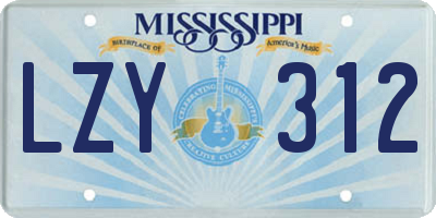 MS license plate LZY312
