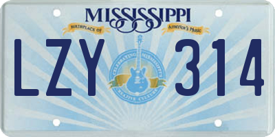 MS license plate LZY314