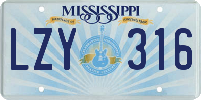 MS license plate LZY316