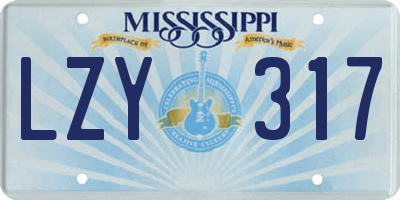 MS license plate LZY317